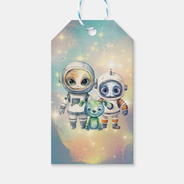 Intergalaktiska Märkre för födelsedagspresent Presentetikett (Framsidan)