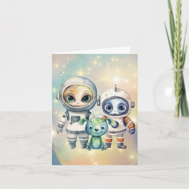 Intergalaktiskt enkelt tackkort för uppmärksamhet kort (Framsida)