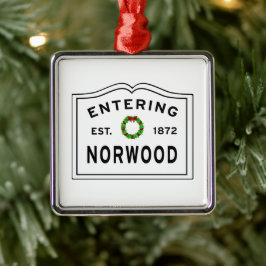 Intering av Norwood Massachusetts Metall Ornament