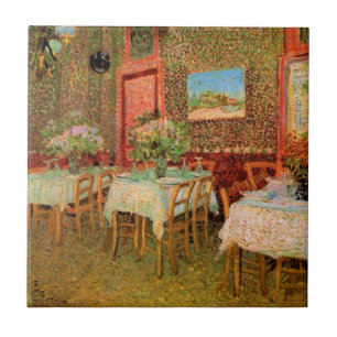 Interiör av en restaurang av Vincent van Gogh Kakelplatta