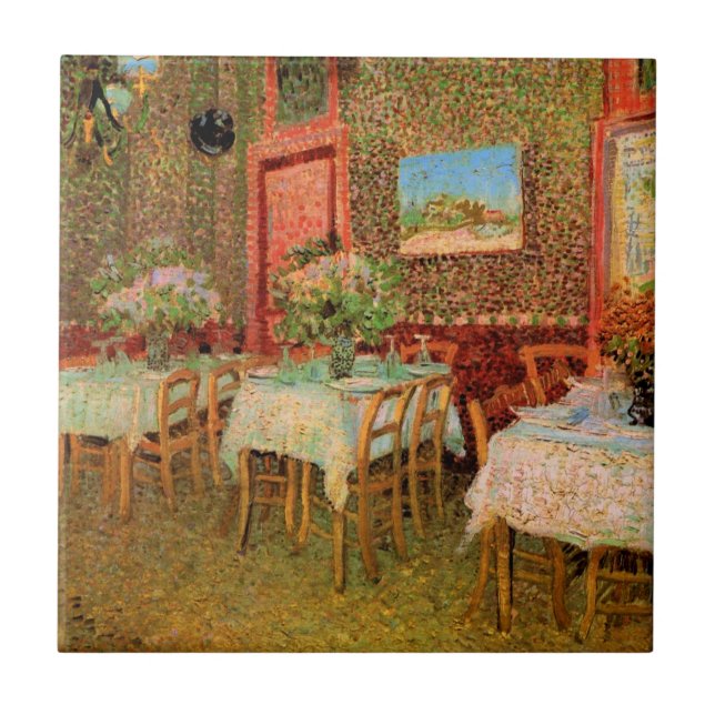 Interiör av en restaurang av Vincent van Gogh Kakelplatta (Framsidan)