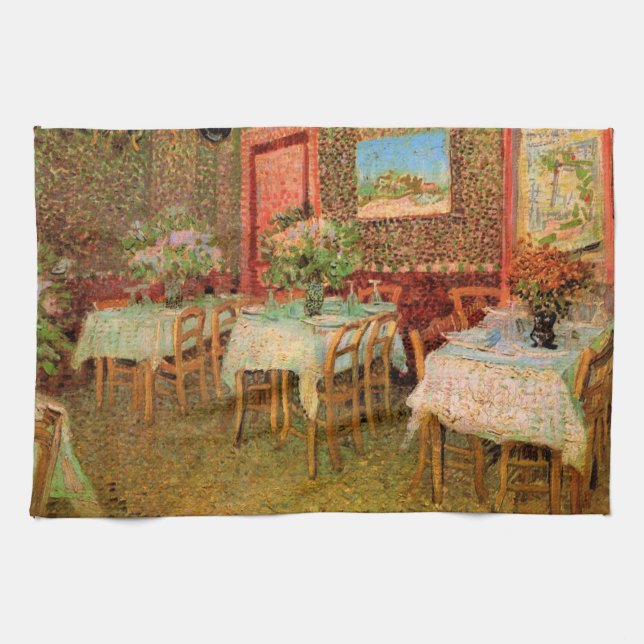 Interiör av en restaurang av Vincent van Gogh Kökshandduk (Horisontell)