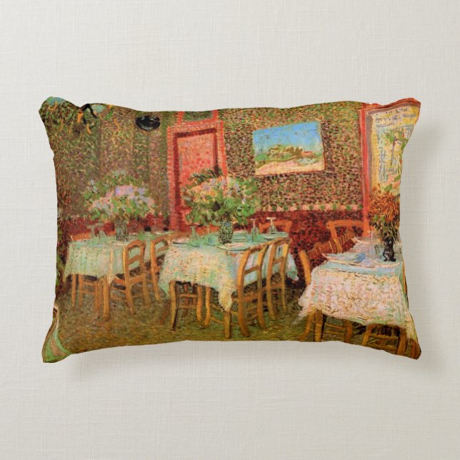 Interiör av en restaurang av Vincent van Gogh Prydnadskudde (Framsidan)