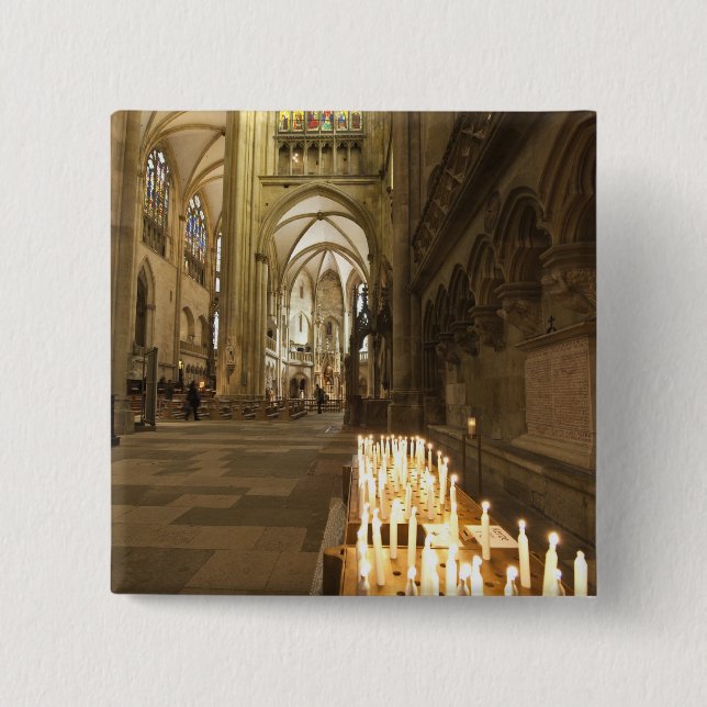 Interiör av St. Peters katedral i Regensburg Knapp (Framsida)