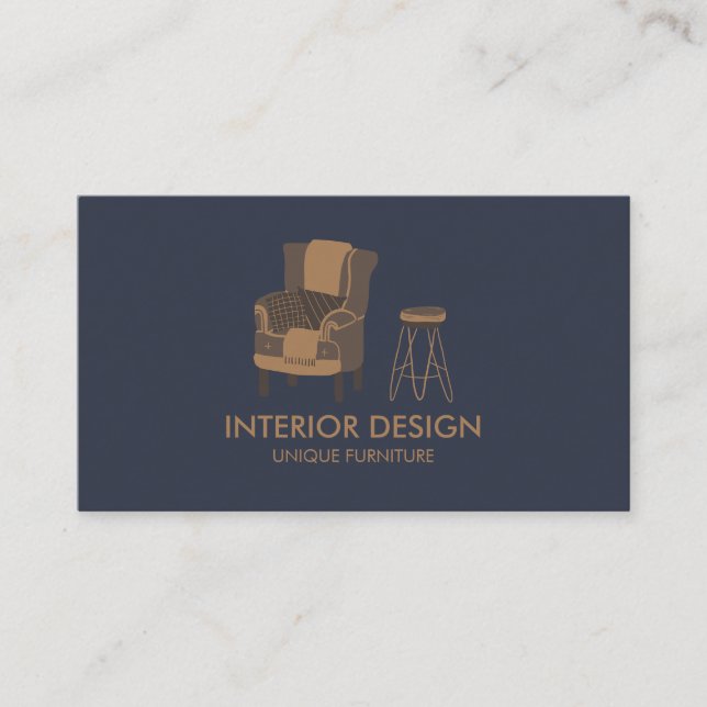Interior Design Sofa Table Pillow navy Visitkort (Framsida)