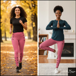 Interlace Mönster - Mörk Rosa Leggings