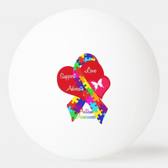 Interlaced Autism Ribbon Pingisboll (Framsidan)