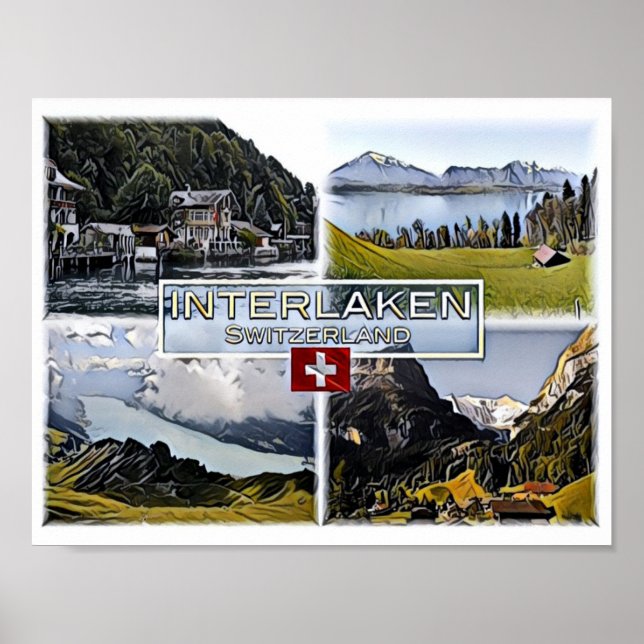 Interlaken - Schweiz - Mosaic - Poster (Framsidan)