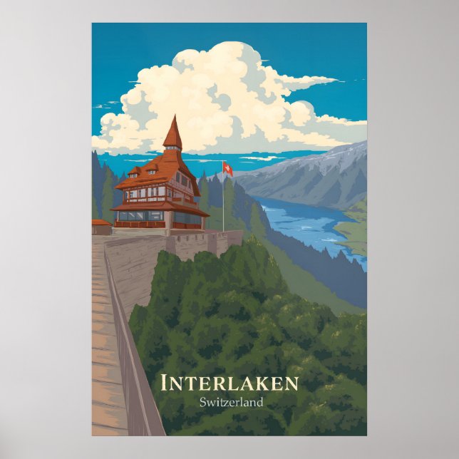 Interlaken Schweiz Reseskylt Poster (Framsidan)