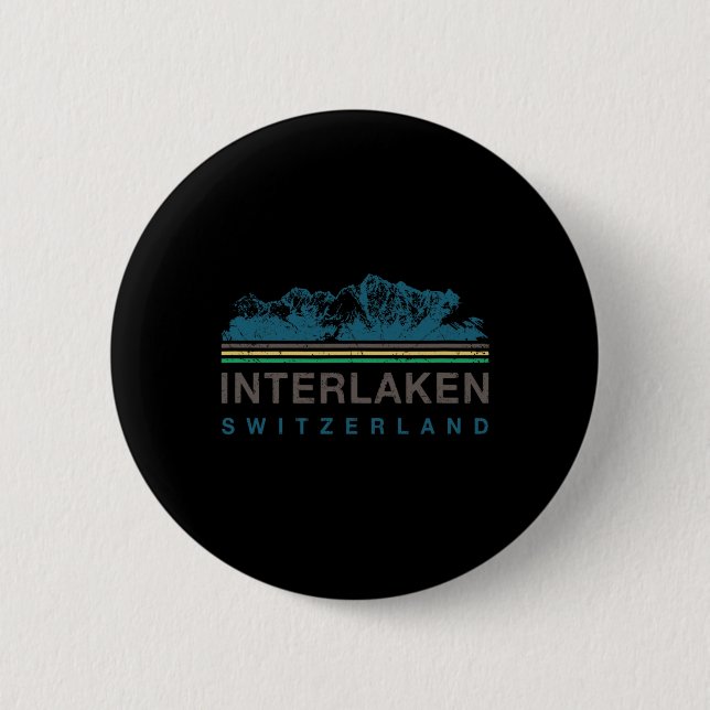 Interlaken Schweiz Schweizisk Bergsklättring Retro Knapp (Framsida)