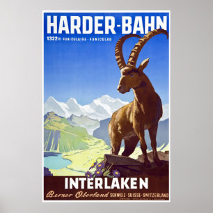 Interlaken,Schweiz,Ski Travel Poster