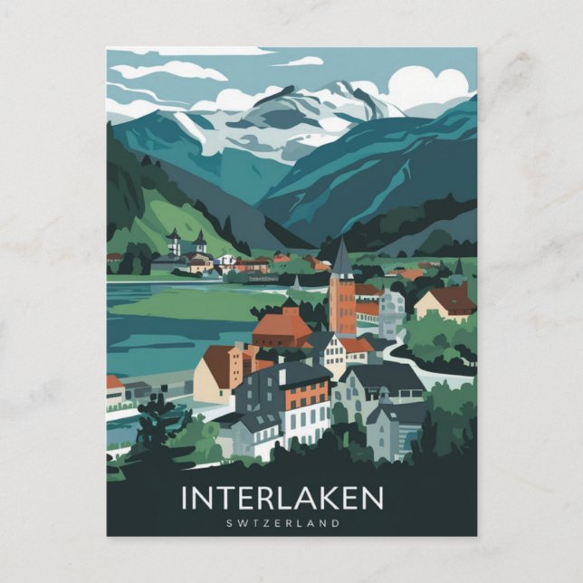 Interlaken Schweiz Stylist Vykort (Framsida)