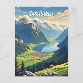 Interlaken Schweiz Travel Vintage Vykort