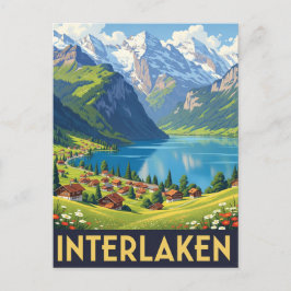 Interlaken Schweiz Travel Vintage Vykort