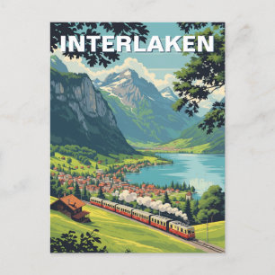 Interlaken Schweiz Travel Vintage Vykort