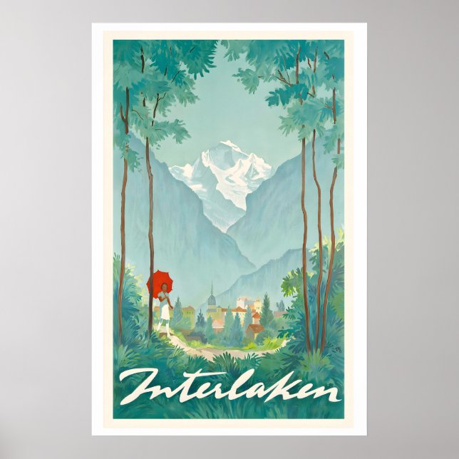 Interlaken Schweiz Vintage Resa Poster (Framsidan)