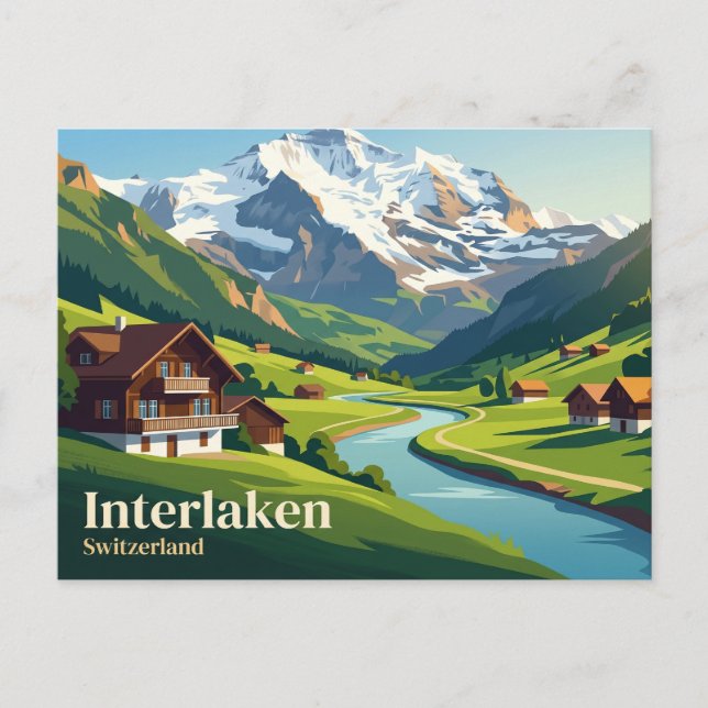 Interlaken Schweiz Vykort (Framsida)