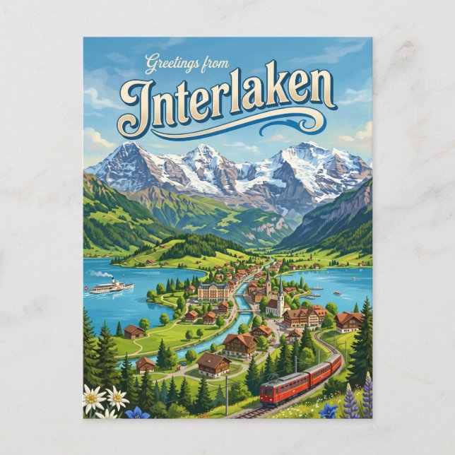Interlaken Schweiz Vykort (Framsida)