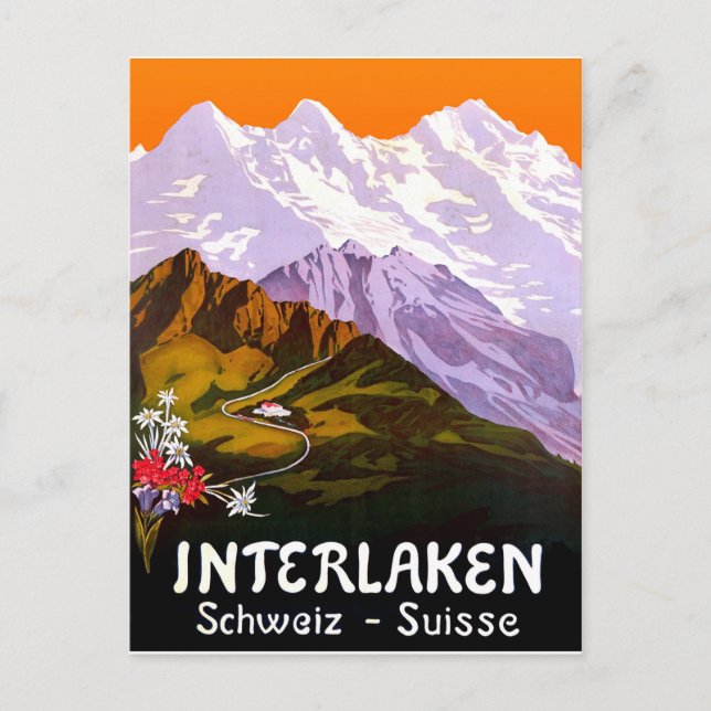 Interlaken stad under Schweiz bergen Vykort (Framsida)