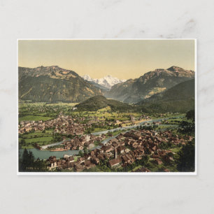 Interlaken Swiss Aerial View Vintage Vykort