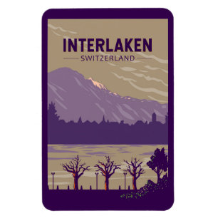 Interlaken Swiss Travel Art Vintage Magnet
