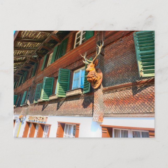 Interlaken, Wooden chalet i Untersee Vykort (Framsida)