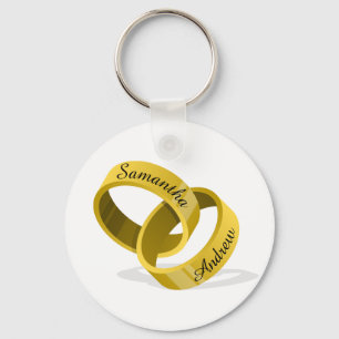 Interlåsande Bröllop Ringar - graverade tullnamn Nyckelring