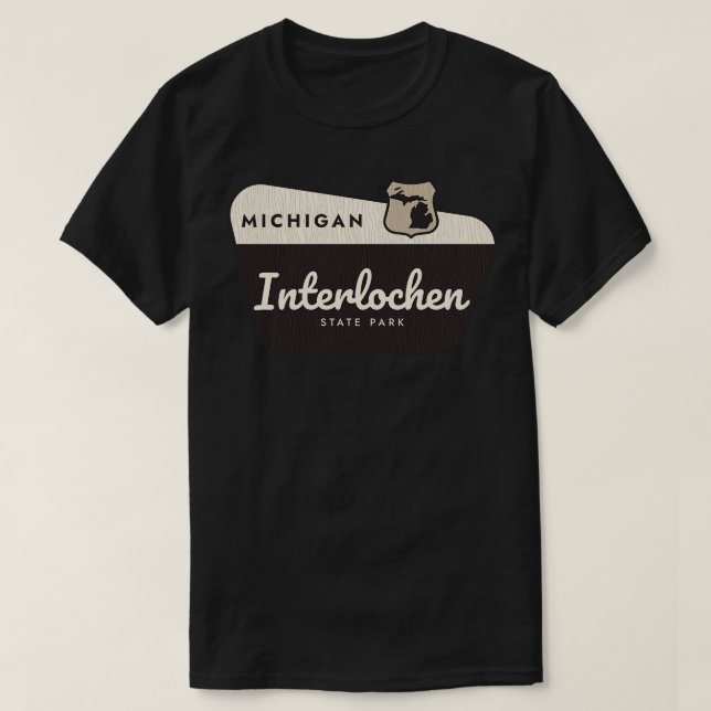 Interlochen State Park Michigan Välkomstskylt T Shirt (Design framsida)