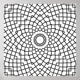 Interlocking Grid Mandala with Angular Flow Art Poster