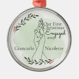 Interlocking Hands First Christmas Engaged Julgransprydnad Metall