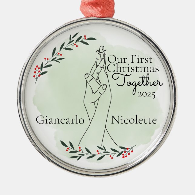 Interlocking Hands First Christmas Together Julgransprydnad Metall (Framsidan)