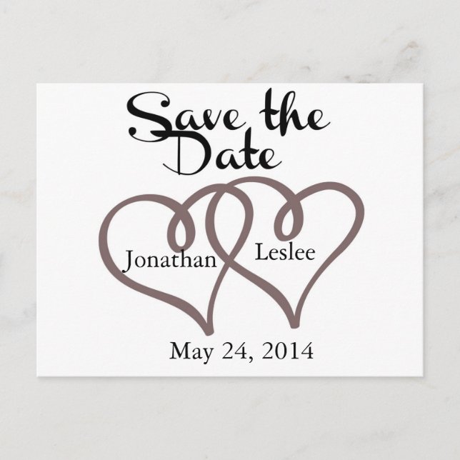 Interlocking Heartors - Save the Date (spara datum Meddelande Vykort (Framsida)