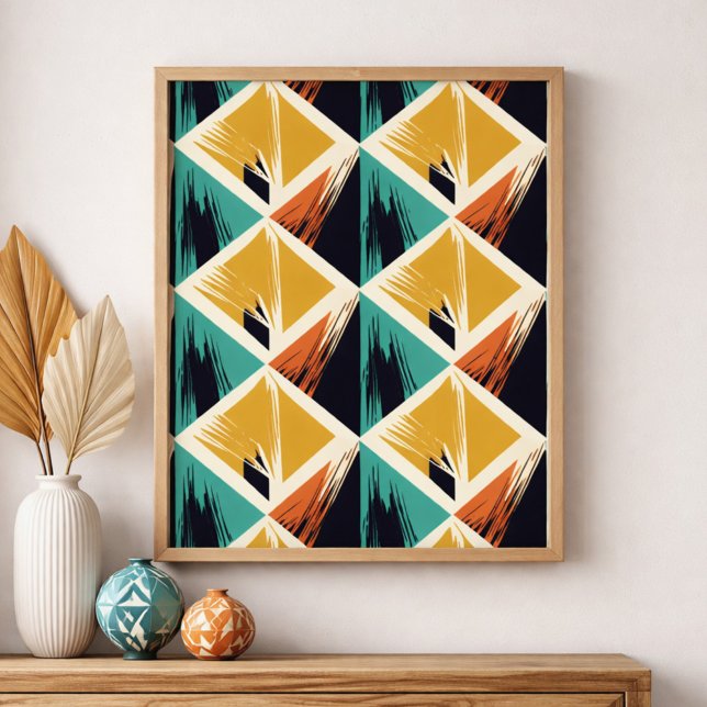 Interlocking Triangles with Brush Stroke Accents Poster (Skapare uppladdad)