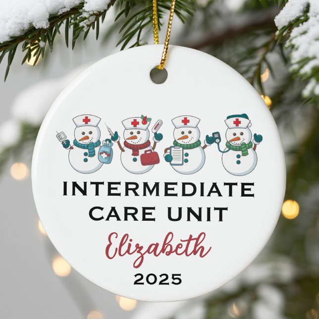 Intermediate Care Unit Cute Snowflake Nurse  Julgransprydnad Keramik (Skapare uppladdad)