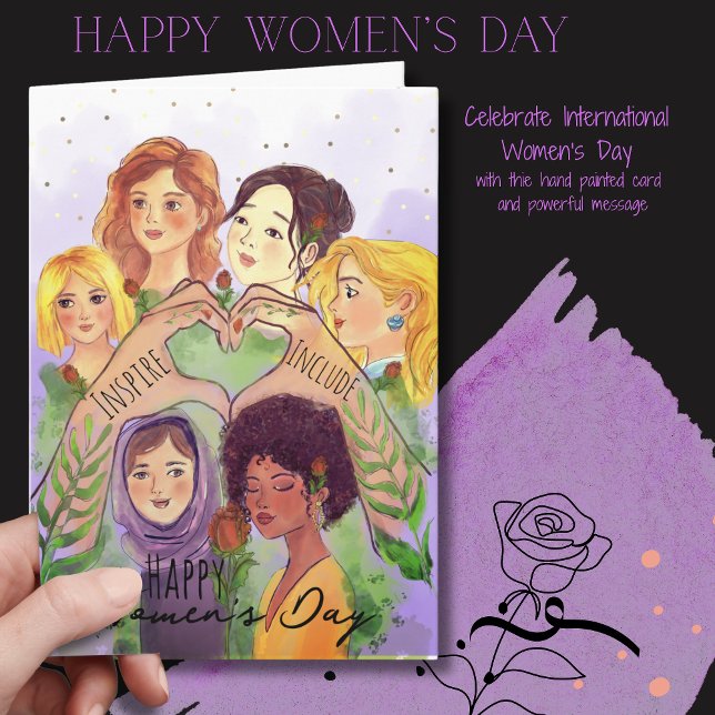 Intern Helgkort (Women's Day Purple Watercolor Card  Give to Gain)