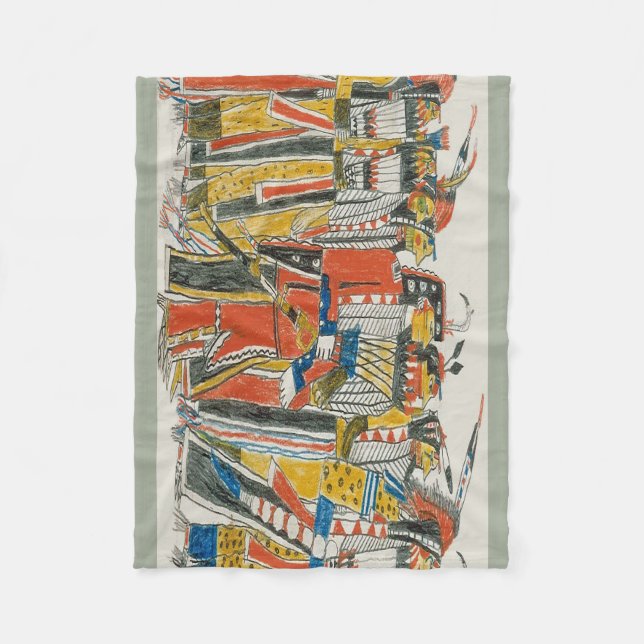 Interna amerikanska Pow Wow Dancers Fleecefilt (Framsidan)