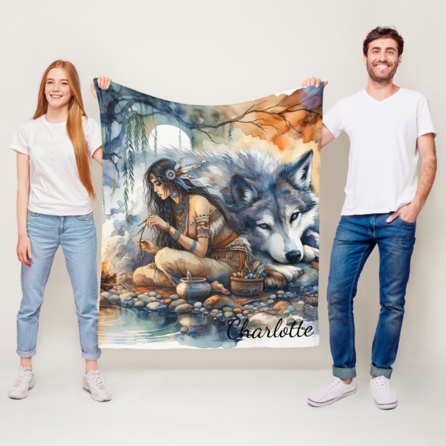 Interna indiska kvinnohantverk vid floden vid dusk fleecefilt (På plats)