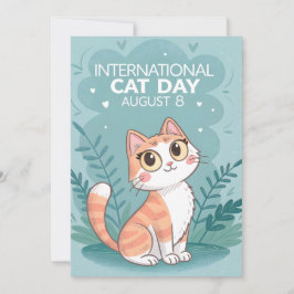 International Cat Day Cute Whimsical Cat Art Julkort