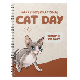 International Cat Day Sphynx Celebration Art Anteckningsbok