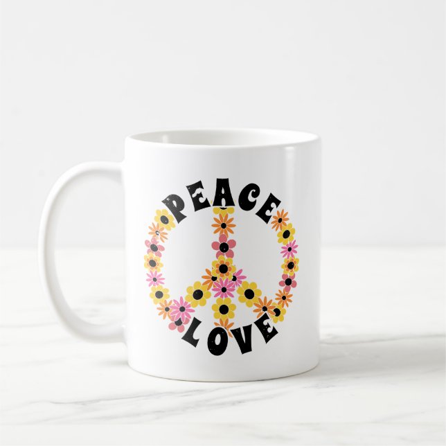 International Day of Peace Love Flower Kaffemugg (Vänster)