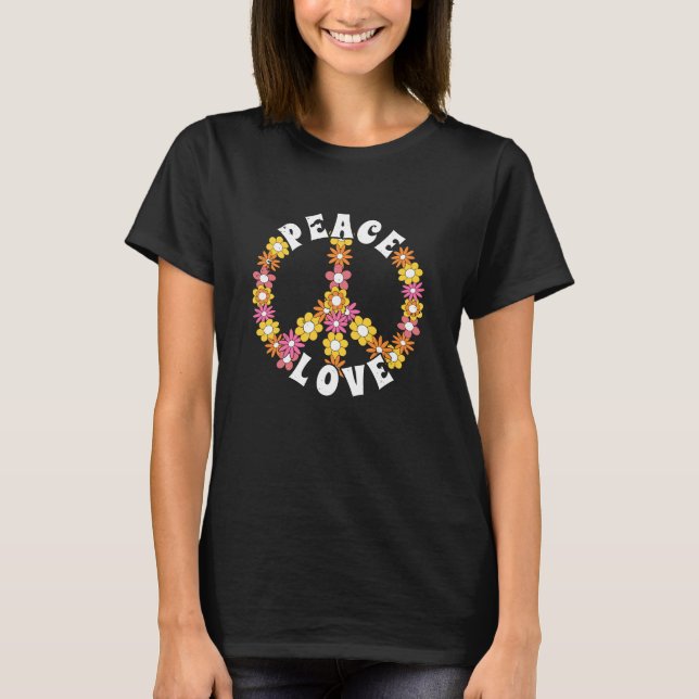 International Day of Peace Love Flower T Shirt (Framsida)
