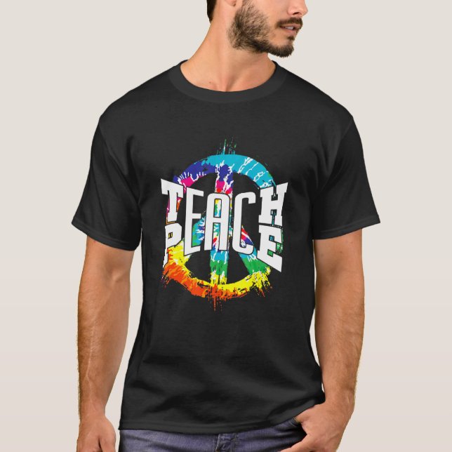 International Teach Peace Hippie Freedom Day Tie D T Shirt (Framsida)