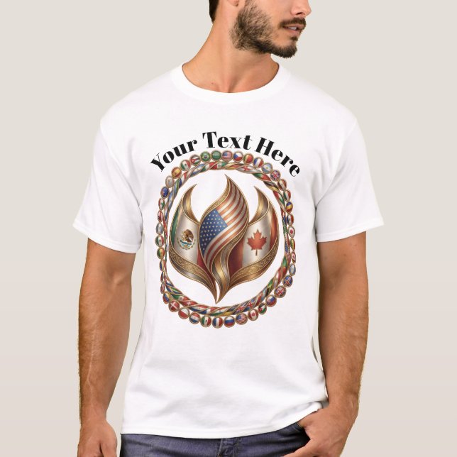 International Unity Flame with World Flags Emblem  T Shirt (Framsida)