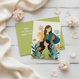 International Women’s Day Card | Diverse Floral Ar Vykort