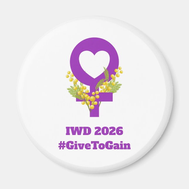 International Women's Day 2026 IWD Give To Gain Magnet (Framsidan)