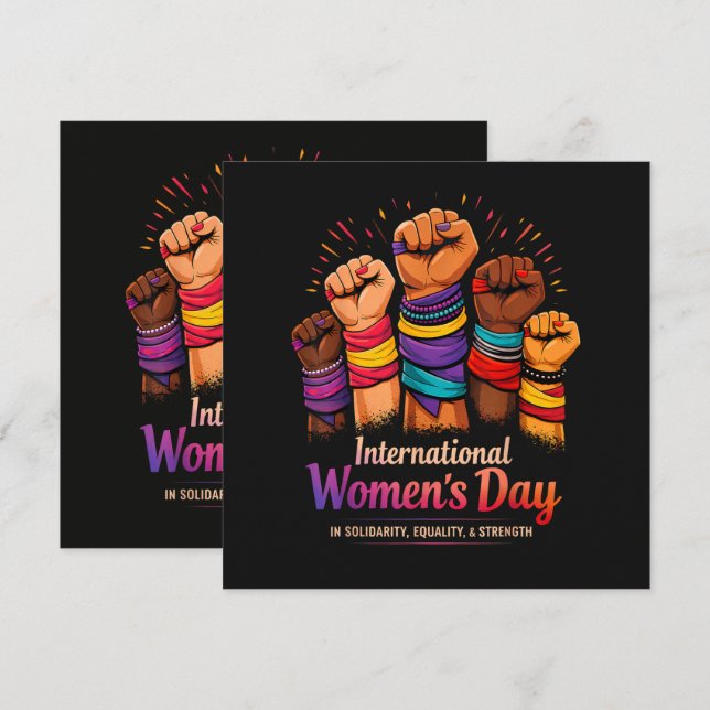 International Women's Day 8 March Inbjudningar (Fram/baksida)
