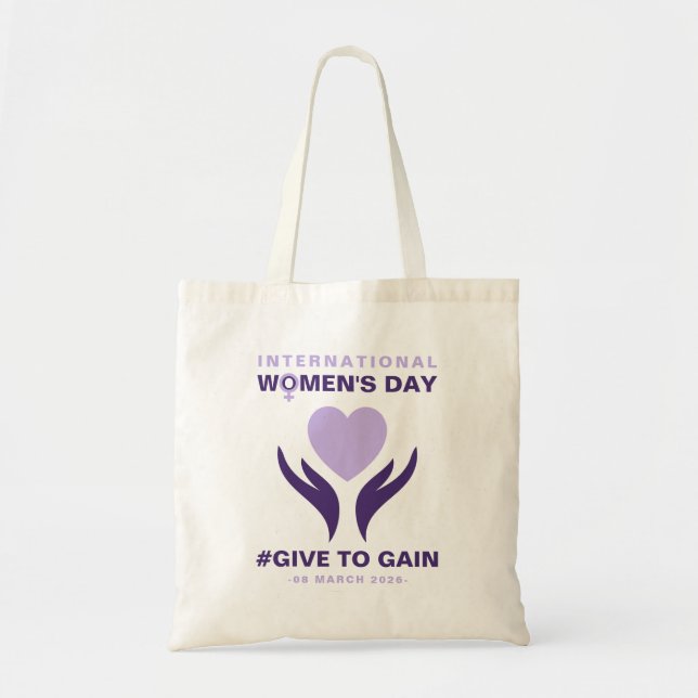 International Women's Day Give To Gain 2026 Tygkasse (Framsidan)