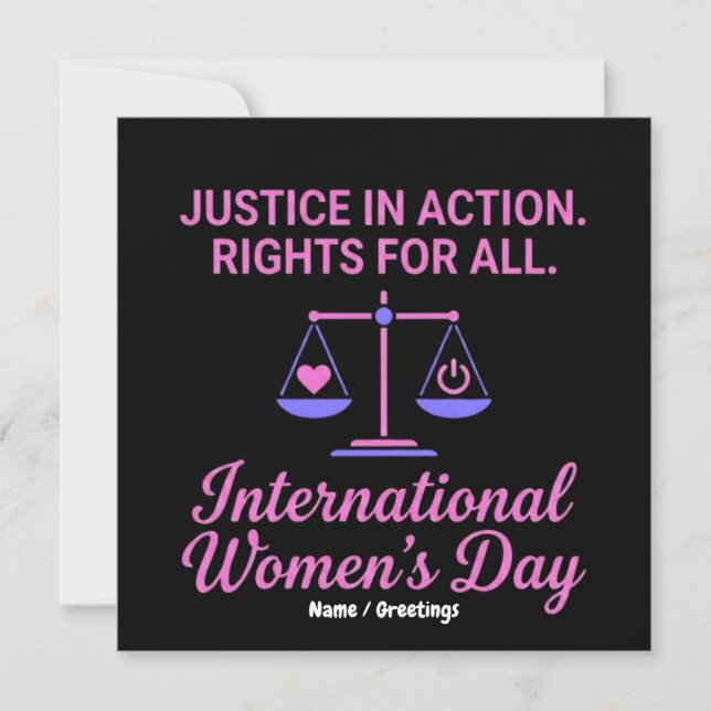 International Women's Day Justice In Action Rights Inbjudningar (Framsida)