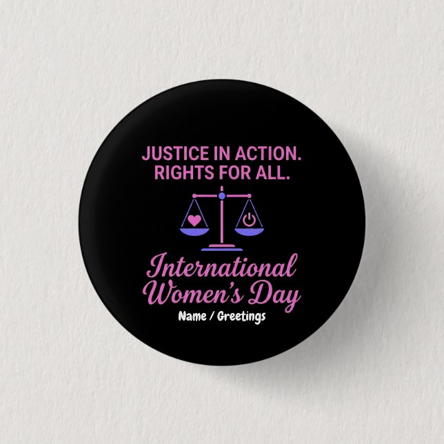 International Women's Day Justice In Action Rights Knapp (Framsida)