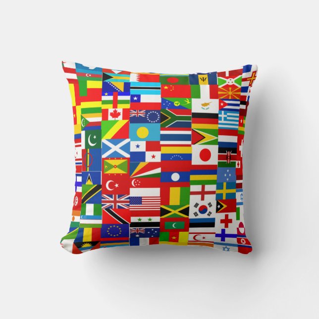 International World Wide Flag Collage Kudde (Framsida)